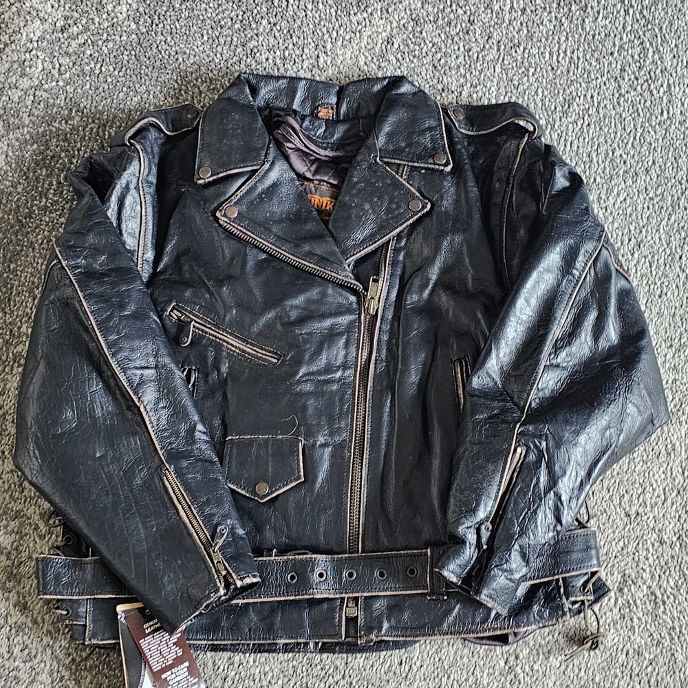 Vintage Unik Biker Jacket USA  Zip‎ Outer Liner  XXL  Chest 44"